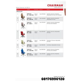 Kursi Kantor Chairman ABSOLUTE MC 2001 HRA 2001 HR 2001 A 2001 2005 A 2005 2101 HRA 2101 HR