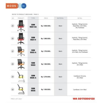 Kursi Kantor Chairman Ecos SBM 9501 HA SBM 9501 H SBM 9503 A SBM 9503 SBM 9505 A SBM 9505