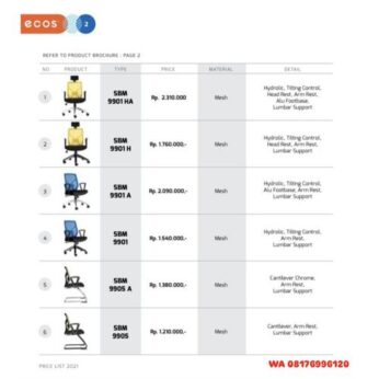 Kursi Kantor Chairman Ecos SBM 9901 HA SBM 9901H SBM 9901 A SBM 9901 SBM 9905 A SBM 9905