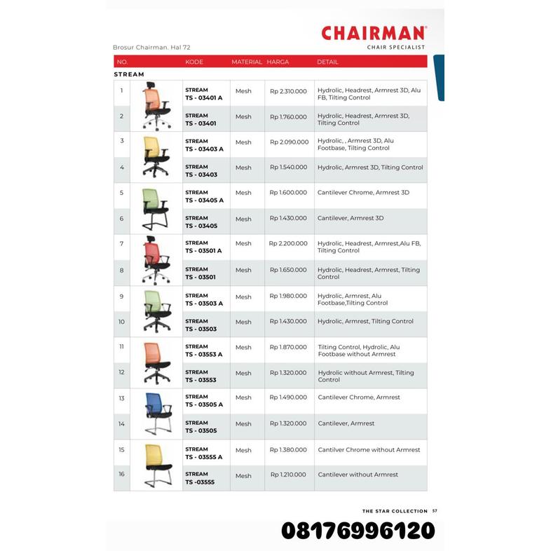 Kursi Kantor Chairman STREAM TS 03401 A 03401 03403 A 03403 03405 A 03405 03501 A 03501 03503 A 03503 03553 A 03553 03505 A 03505 03555 A 03555