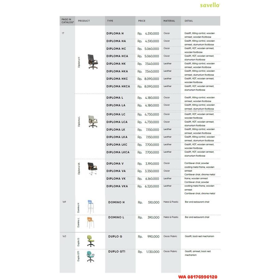 Kursi Kantor Savello DIPLOMA H HA HC HCA HK HKA HKC HKCA L LA LC LCA LK LKA LKC LKCA V VA VK VKA, DOMINO H L, DUPLO G GT1