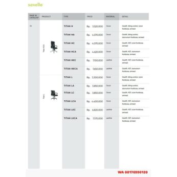 Kursi Kantor Savello TITAN H HA HC HCA HKC HKCA L LA LC LCA LKC LKCA