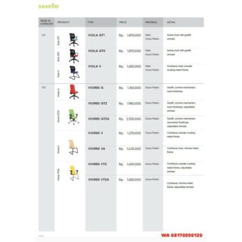 Kursi Kantor Savello VIOLA GT1 GT0 V & VIORES G GTZ GTZA V VA VTZ VTZA