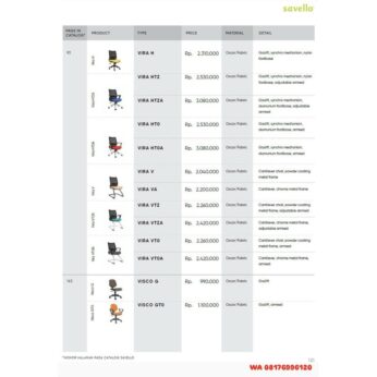 Kursi Kantor Savello VIRA H HTZ HTZA HT0 HT0A V VA VTZ VTZA VT0 VT0A & VISCO G GT0