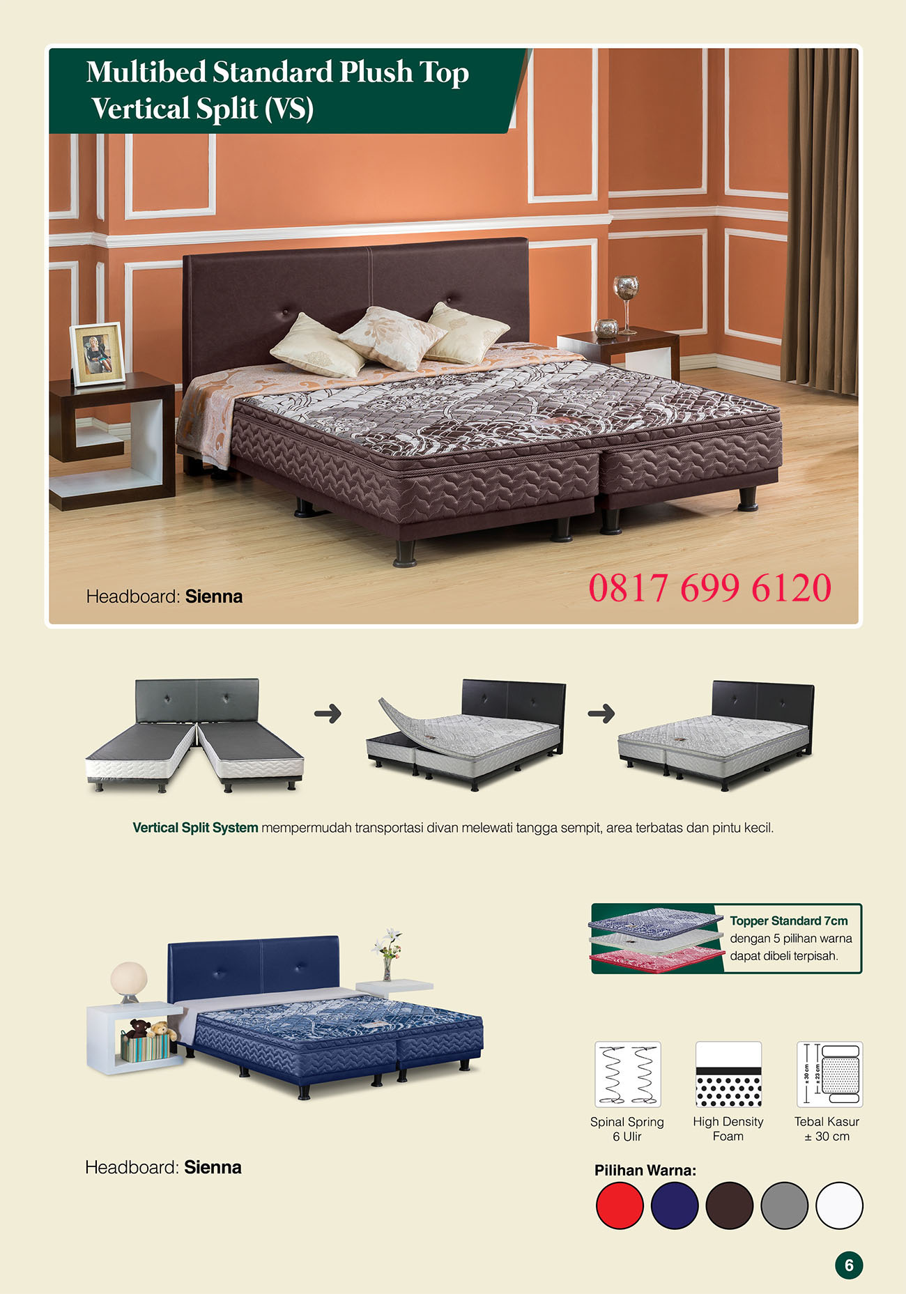 Springbed Guhdo Multi Bed Standard Plush Top VS (Vertikal Split)- Sienna